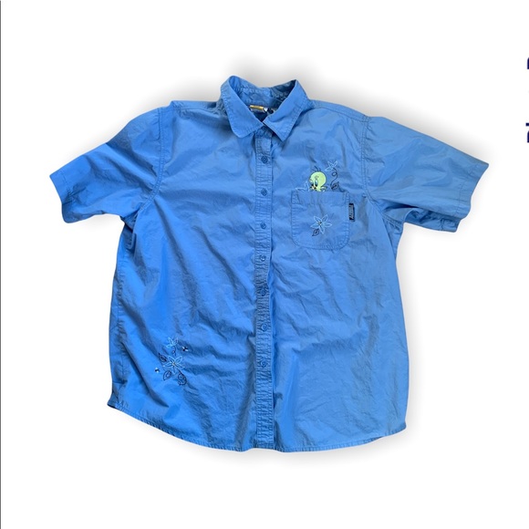 Vintage Looney Tunes Embroidered Tweety Button down T-shirt Sz. 18w-20w - Picture 1 of 4